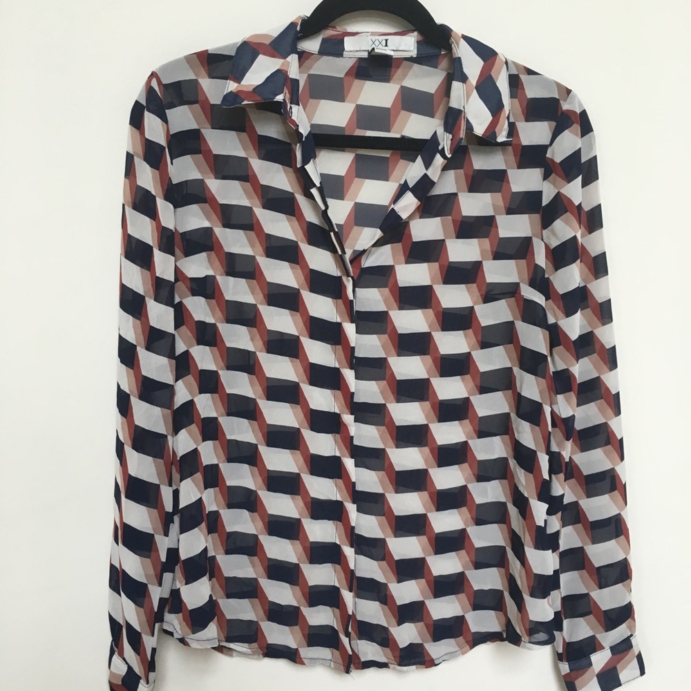 Geometric colorful button down shirt forever 21